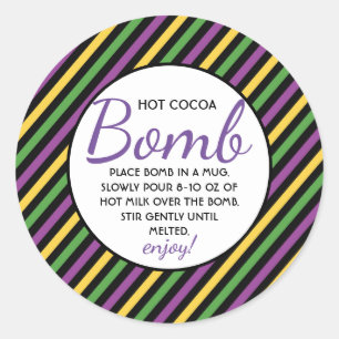 Hete Chocoladebom Mardi Gras Ronde Sticker