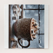 HETE COCOA raam winter sneeuw Legpuzzel (Horizontaal)