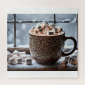 HETE COCOA raam winter sneeuw Legpuzzel (Verticaal)
