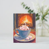 Hete Cocoa Winter open haard Feestdagenkaart (Staand voorkant)