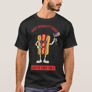 Hete Diggity Dog 4 juli Patriotische BBQ Picknick  T-shirt