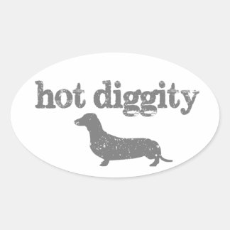 Hete Diggity Dog Decal Ovale Sticker