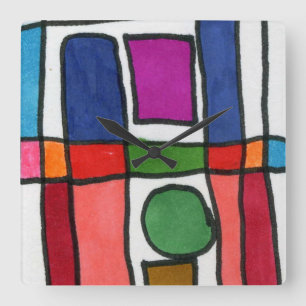 Hete en koele rechthoekstreep met een cirkelaccent vierkante klok