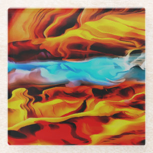 Hete en koude elementen Acrylzuur Abstract Glazen Onderzetter