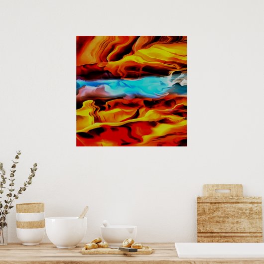 Hete en koude elementen Acrylzuur Abstract Poster (Keuken)