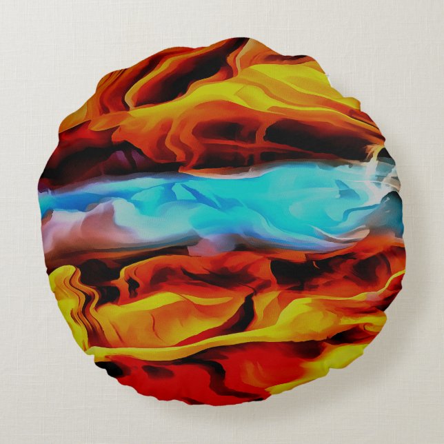 Hete en koude elementen Acrylzuur Abstract Rond Kussen (Achterkant)