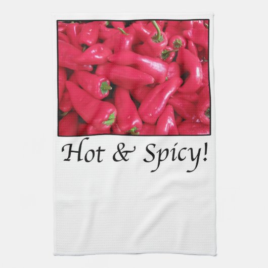 Hete en Spicy Red Peppers Theedoek (Verticaal)