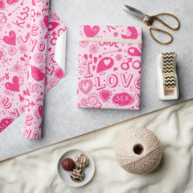 Hete en Zachte Roze Patroon Romantic Wrapping Pape