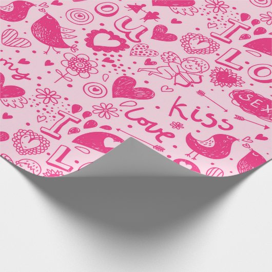 Hete en Zachte Roze Patroon Romantic Wrapping Pape Cadeaupapier (Hoek)