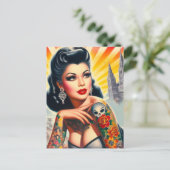 Hete geïnkte vrouw briefkaart (Staand voorkant)