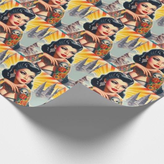 Hete geïnkte vrouw cadeaupapier (Hoek)