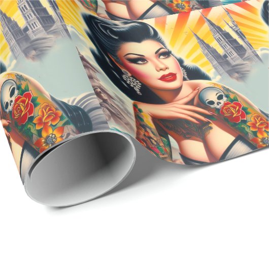 Hete geïnkte vrouw cadeaupapier (Rol Hoek)
