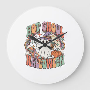 Hete Ghoul Halloween Geest Heksenhoed Skateboard Grote Klok