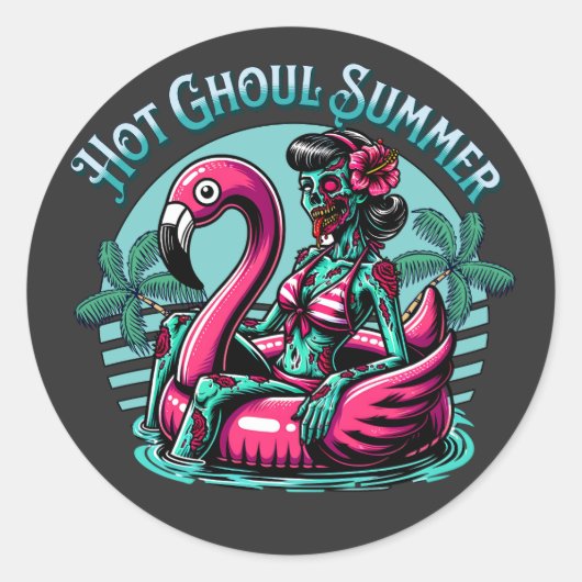 Hete ghoul zomer ronde sticker (Voorkant)