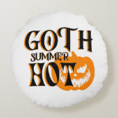 Hete Goth Zomer-Horror Lachende Pompoen Rond Kussen (Achterkant)