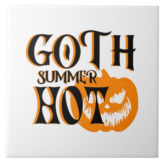 Hete Goth Zomer-Horror Lachende Pompoen Tegeltje (Voorkant)