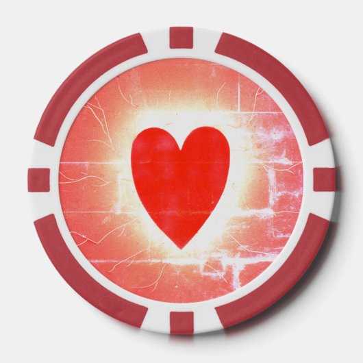 Hete Hand Harten Pokerchip Symbool (Voorkant)