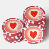 Hete Hand Harten Pokerchip Symbool (Opstapeling)