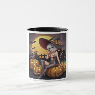 Hete Heks in Halloween Pompoenenveld Mok