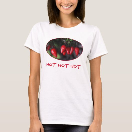 Hete hete rode chilipepers plant t-shirt (Voorkant)