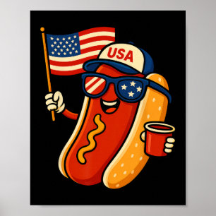 Hete Hond 4 juli Grappig Patriottisch Vlag Van De Poster