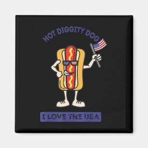 Hete hond 4 juli Patriotische BBQ Picknick Koken Magneet