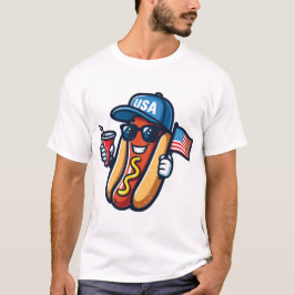 Hete Hond 4 juli Patriottische Raket & Vuurwerk T-shirt