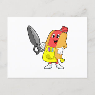 Hete hond als kapper met schaar briefkaart