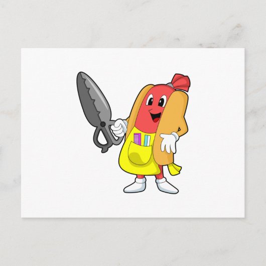 Hete hond als kapper met schaar briefkaart (Voorkant)