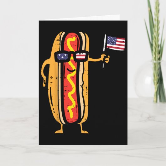 Hete Hond Amerikaanse Vlag Vs Funny 4 Juli Kaart (Voorkant)