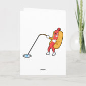 Hete hond bij vissen met hengel kaart (Achterkant)