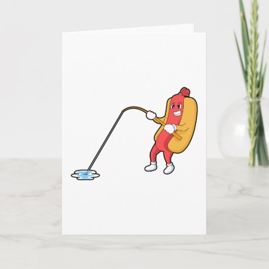 Hete hond bij vissen met hengel kaart (Voorkant)