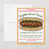 Hete Hond Buurt Reünie Picknick Kookfeest Feestje Uitnodiging Briefkaart (Voorkant / Achterkant)