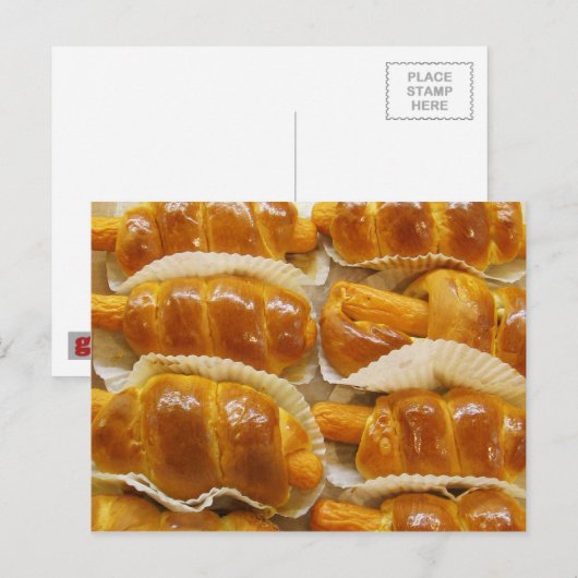 Hete hond Cake ... Aziatische dessert Food Briefkaart (Voorkant / Achterkant)