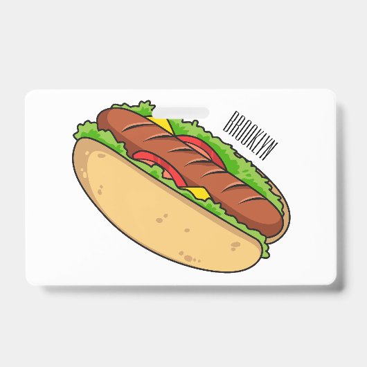Hete hond cartoontje illustratie badge (Voorzijde)