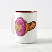 Hete hond door de Donut Hole Tweekleurige Koffiemok (Voorkant links)