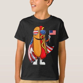 Hete Hond Eenzame Amerikaanse Vlag VS Grappig 4 Ju T-shirt