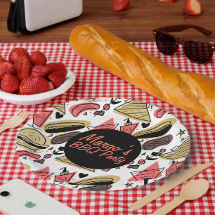 Hete-hond Hamburger Doodle BBQ Verjaardag Patroon Papieren Bordje