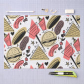 Hete-hond Hamburger Doodle BBQ Verjaardag Patroon Tissuepapier (Craft)