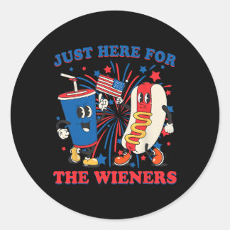 Hete Hond Ik Ben Hier Gewoon Voor De Wieners 4 Jul Ronde Sticker