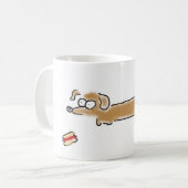 Hete hond met hotdog koffiemok (Voorkant links)