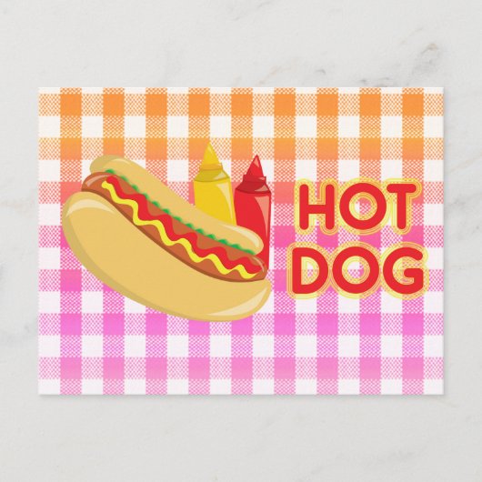 Hete hond met toestand op Gingham Briefkaart (Voorkant)