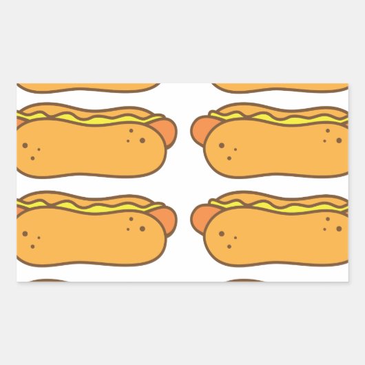 Hete hond op een bun rechthoekige sticker (Voorkant)
