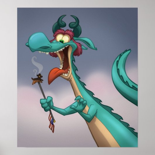 Hete hond op een Poster van de Stick (Voorkant)