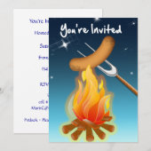 Hete hond over kampvuur Je bent uitgenodigd Kaart (Voorkant / Achterkant)