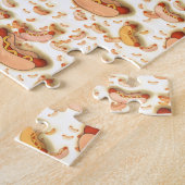 Hete hond Pattern - drijvende hotdogs Legpuzzel (Zijkant)