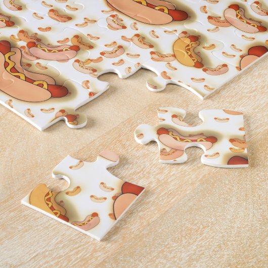 Hete hond Pattern - drijvende hotdogs Legpuzzel (Zijkant)