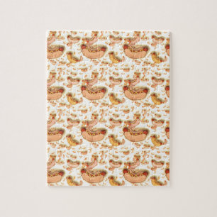 Hete hond Pattern - drijvende hotdogs Legpuzzel