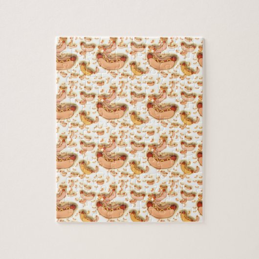 Hete hond Pattern - drijvende hotdogs Legpuzzel (Verticaal)