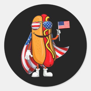 Hete hond Solitaire Amerikaanse vlag VS Grappig 4 Ronde Sticker
